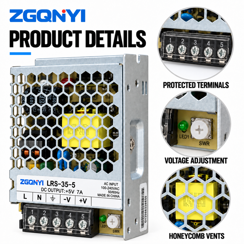 ZGQNYI LRS-35-5 5V DC Constant Voltage LED Driver AC DC Switching Power Supply DC Output for LED Display Modules Digital Signage