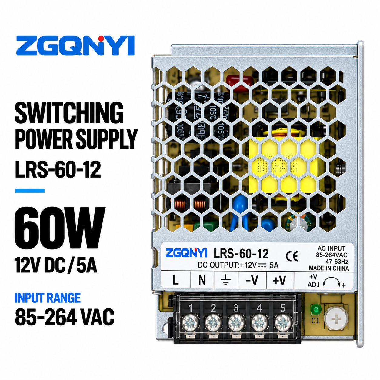 ZGQNYI Industrial 12V Power Supply LRS-60-12 AC to DC Converter