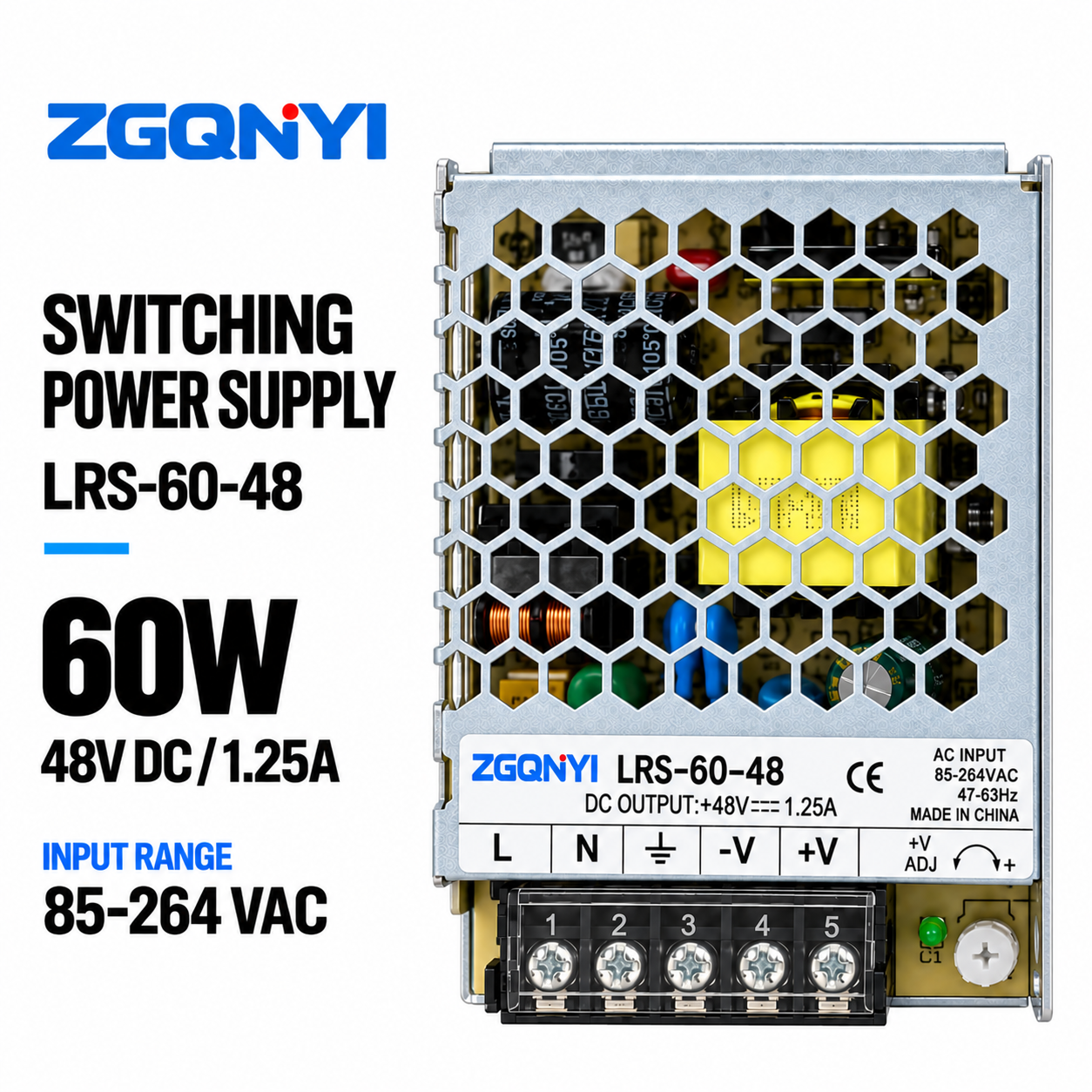 ZGQNYI Industrial 48V Power Supply LRS-60-48 Enclosed Single Output