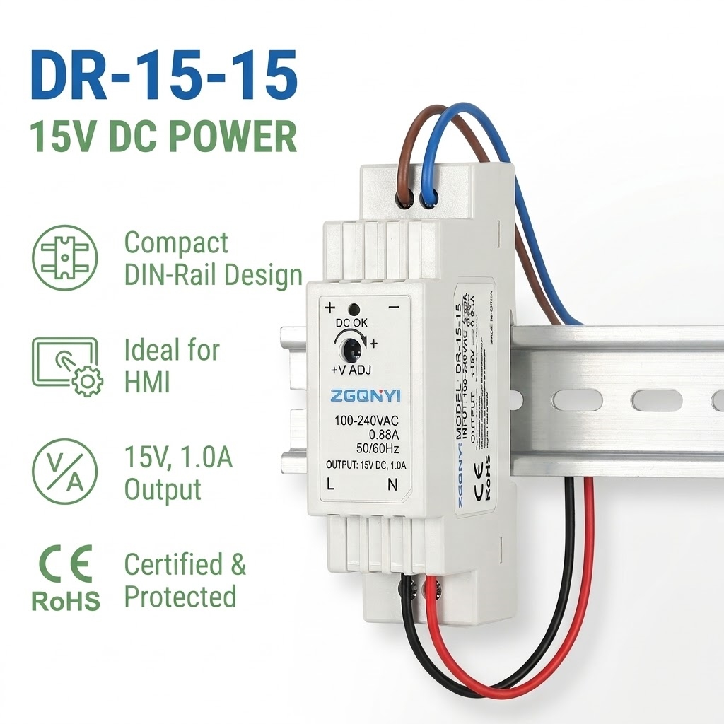 DR-15-15 DIN Rail Power Supply 15W 15V 1A