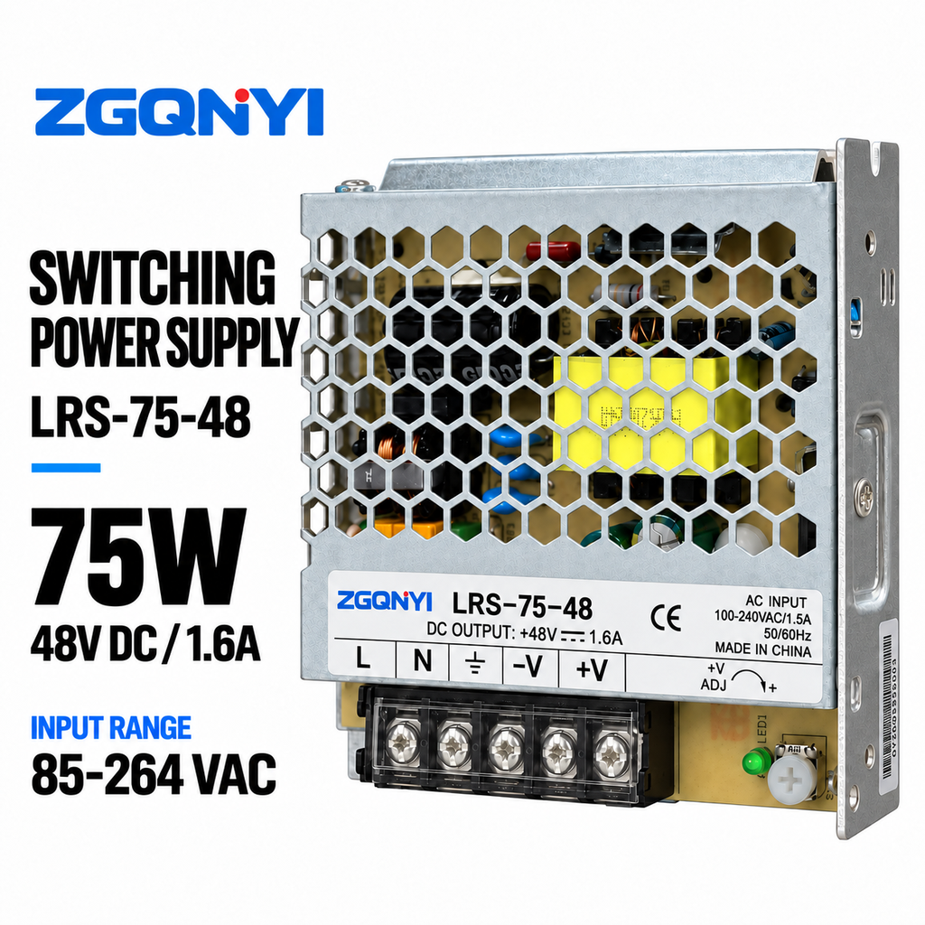 ZGQNYI Industrial 48VDC Power Supply LRS-75-48 Single Output AC to DC Converter SMPS for Network Systems Factory Control Panels