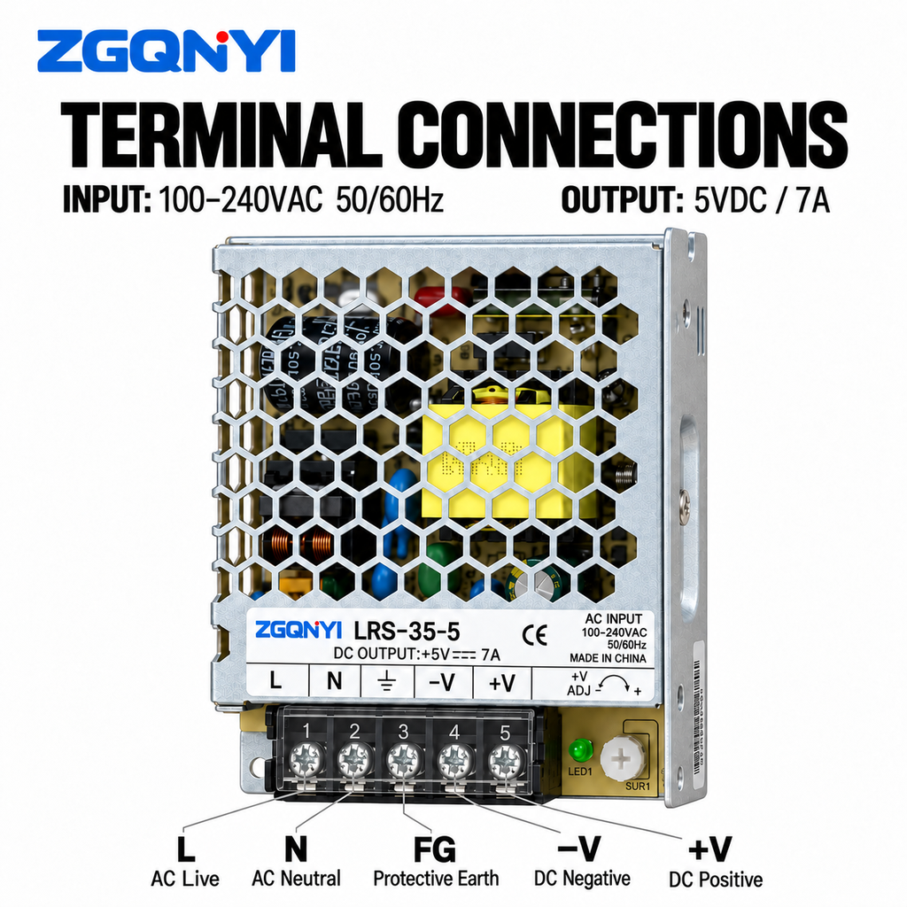 ZGQNYI LRS-35-5 5V DC Constant Voltage LED Driver AC DC Switching Power Supply DC Output for LED Display Modules Digital Signage
