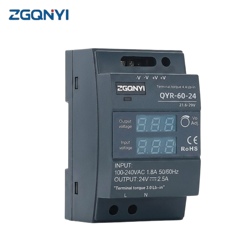 Patented 24V 2.5A 60W Digital Voltage Display DIN SMPS