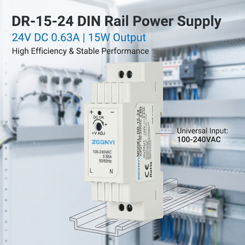 DR-15-24 compact DIN rail power supply