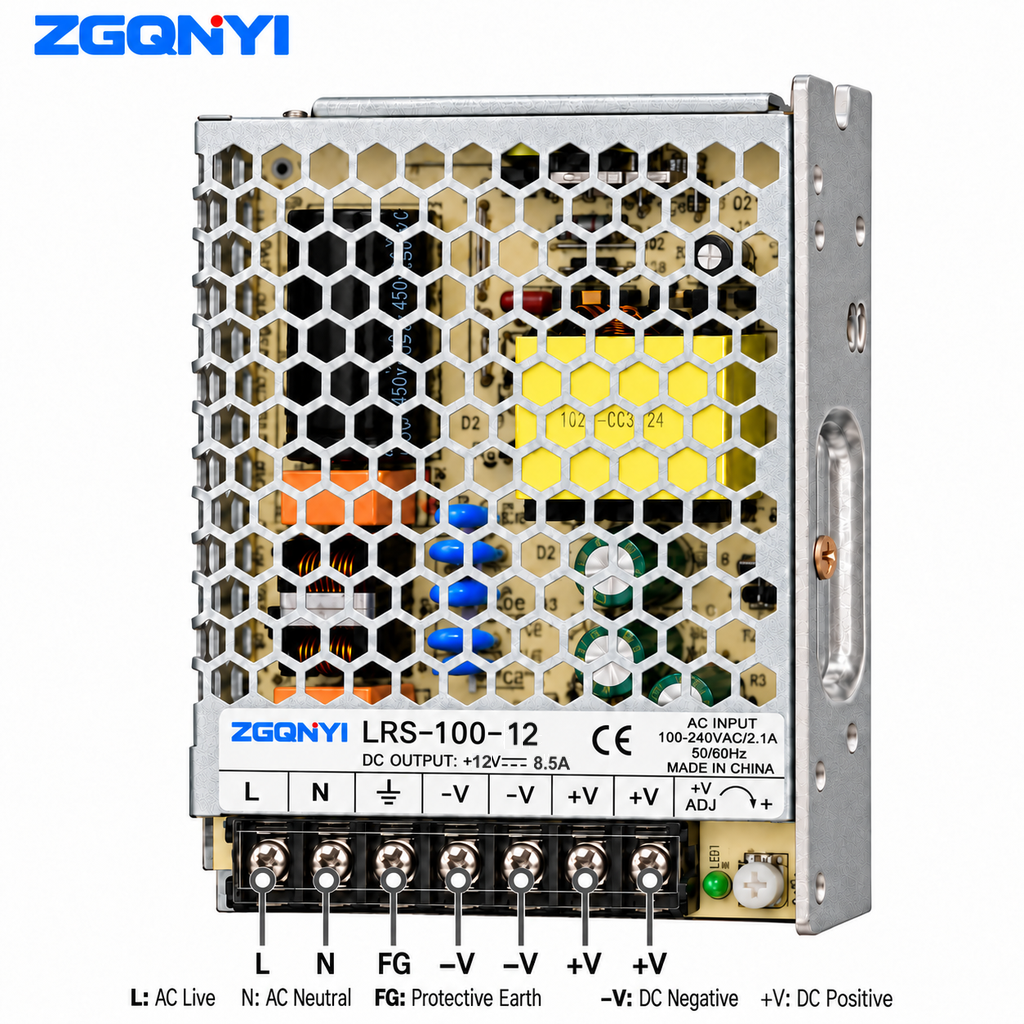 ZGQNYI LRS-100-12 100W 12V Industrial Power Supply AC to DC SMPS Switching PSU for CNC Control Panels Factory Automation