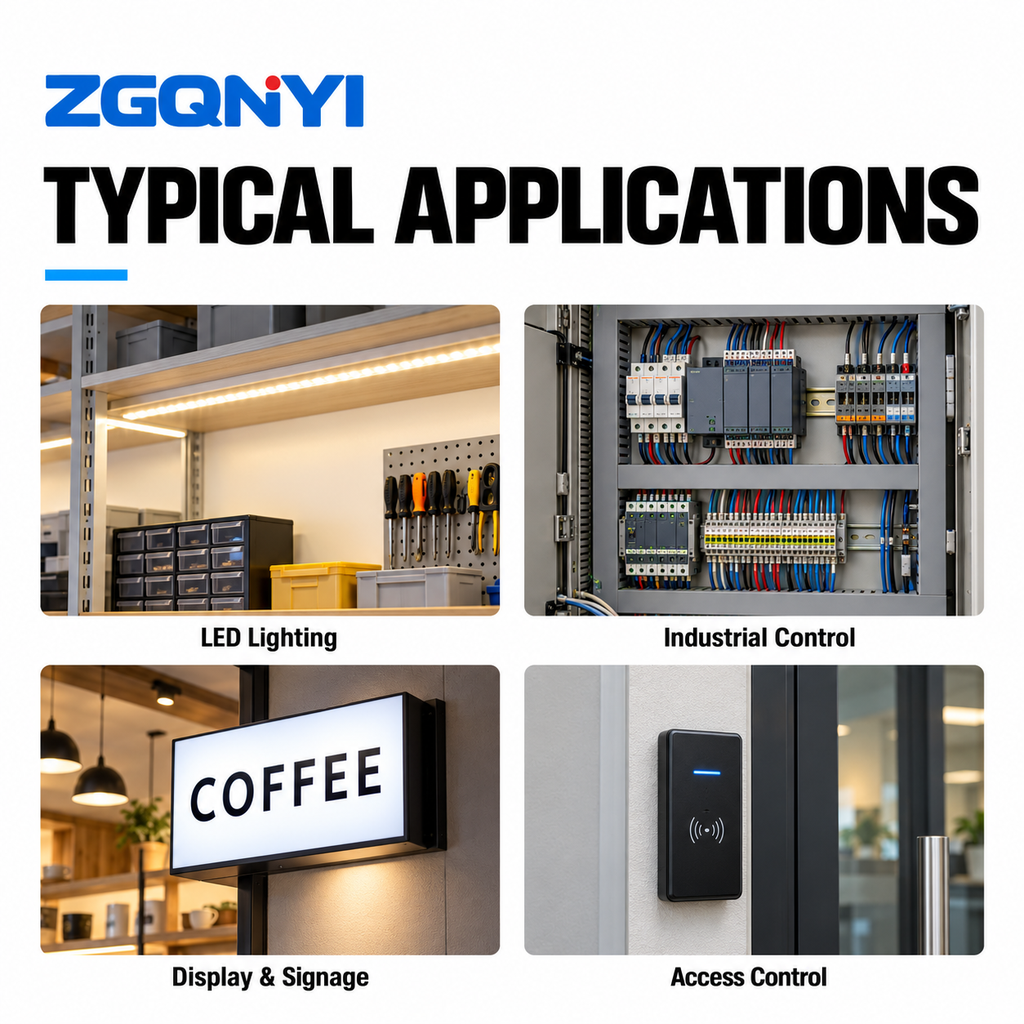 ZGQNYI LRS-50-36 Industrial Switching PSU 36V Compact Enclosed AC to DC Power Supply for Building Controls Electronic Equipment