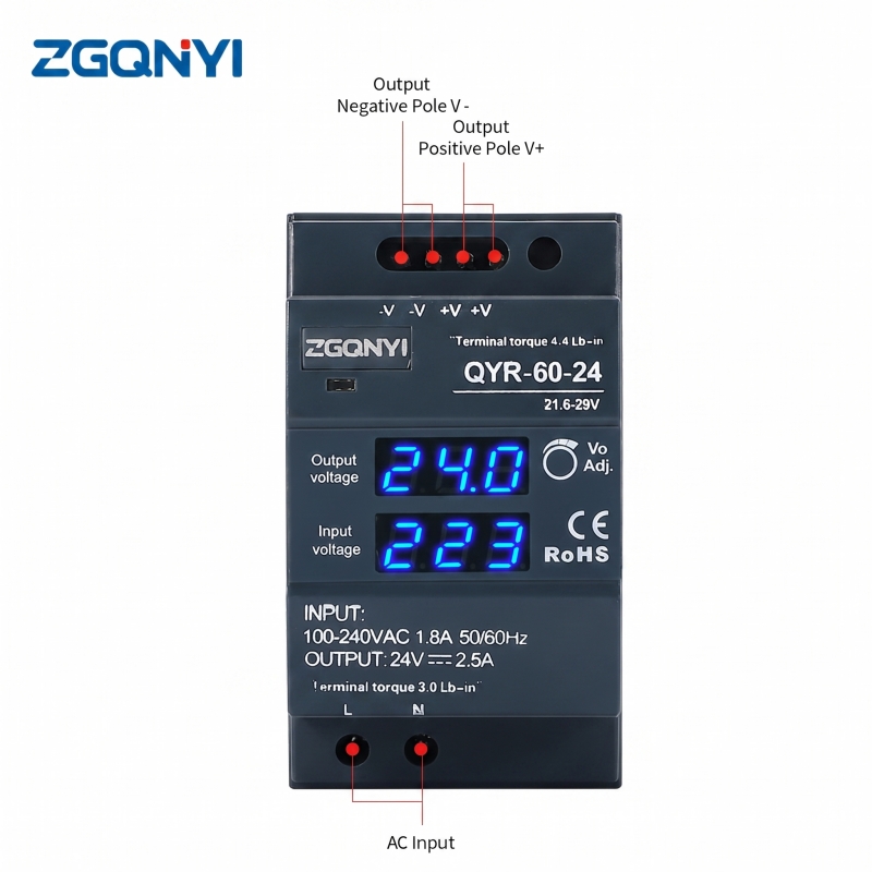 Ultra Slim DIN Rail Switching Power Supply with Digital Display