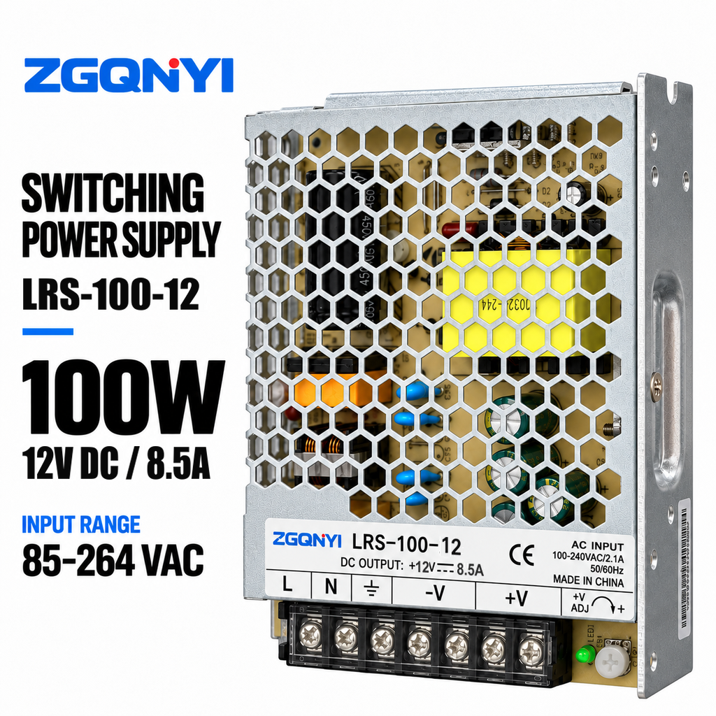 ZGQNYI LRS-100-12 100W 12V Industrial Power Supply AC to DC SMPS Switching PSU for CNC Control Panels Factory Automation